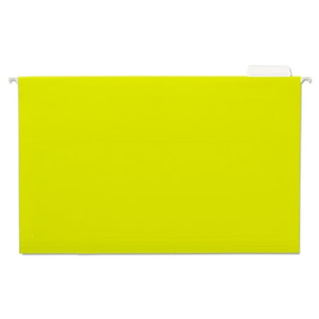 UPC: 0087547142196 | UNIVERSAL Hanging File Folders 1/5 Tab 11 Point Stock Legal Yellow 25/Box 14219