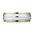 thumbnail image 2 of Benchmark� 14 kt Two Tone Goldd 8mm Comfort-fit High Polished Center Cut Carved Design Wedding Band Ring, 2 of 7