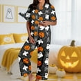 thumbnail image 2 of Pajamas For Women Set Halloween Pumpkprint Short Sleeve Shirts Long Pants Costume Sleepwear Loungewear Nightwear Nightclothes Homewear, 2 of 5