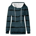 thumbnail image 5 of Tenues d'Automne pour Femmes 2024, Mode Décontractée à Manches Longues Imprimé Rayé Chandail à Capuchon (Marine, TG), 5 of 5