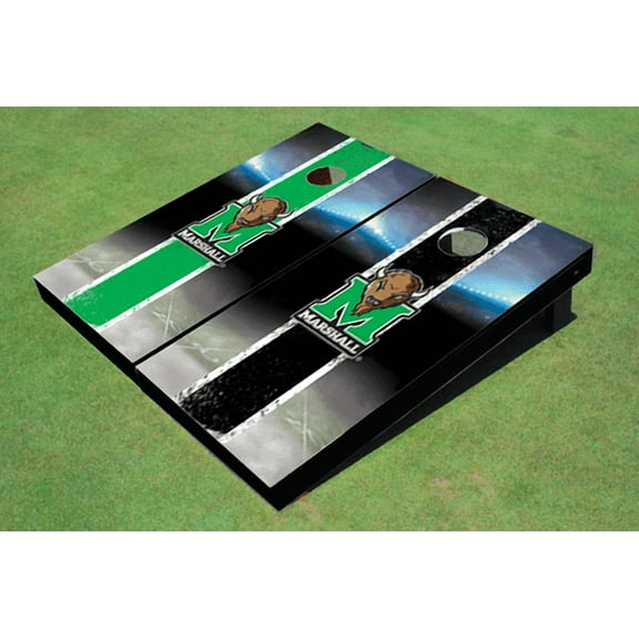 Marshall University Field Long Stripe Alternating Themed Cornhole Boards