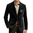 thumbnail image 5 of Men's Printed Corduroy Pocket Blazer, Casual Suit Cardigan Jacket, Black, L, 5 of 6