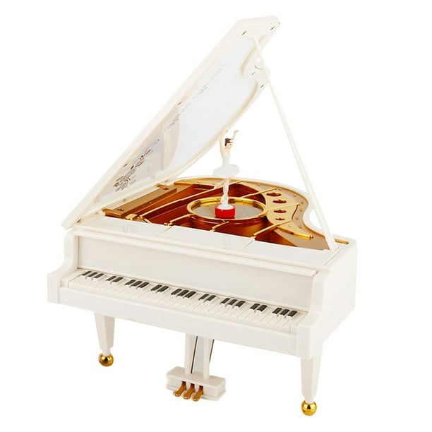 Caja de música para piano, adorno elegante, caja de música para piano, delicada figura de piano, caja de música de mesa, figura de bailarina, caja de música giratoria, decoración