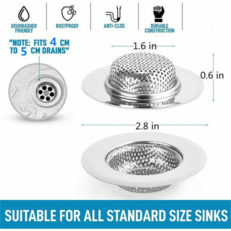 CNSZNAT Bathroom Sink Strainer, 4-Pack Bathtub Hair Catcher Stainless Steel  Wide Rim Small Strainer, Perfect for Bathroom Sink Bathtub Basin Floor Drain  Utility Sink Laundry Tub (2.2” 2pcs+2.75” 2pcs) 