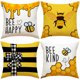 thumbnail image 1 of Fundas de almohada de lino con diseño de panal de abeja con dibujos animados, 1 of 3
