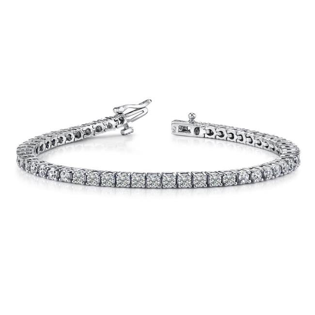 Harry Chad Enterprises 58912 6.60 CT Sparkling Round Cut Diamond Tennis Bracelet, 14K White Gold