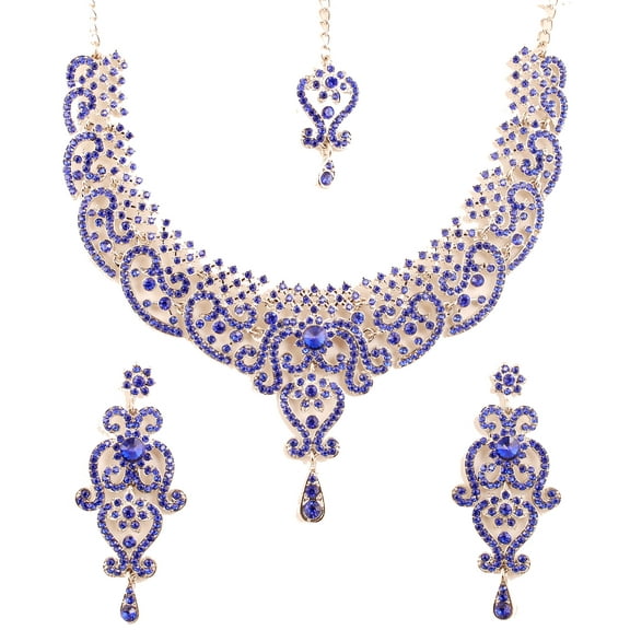 Sunsoul by Touchstone Indian Bollywood Fine Filigree Red Faux Grand Bridal Jewelry Necklace Set In Silver Tone For Women.