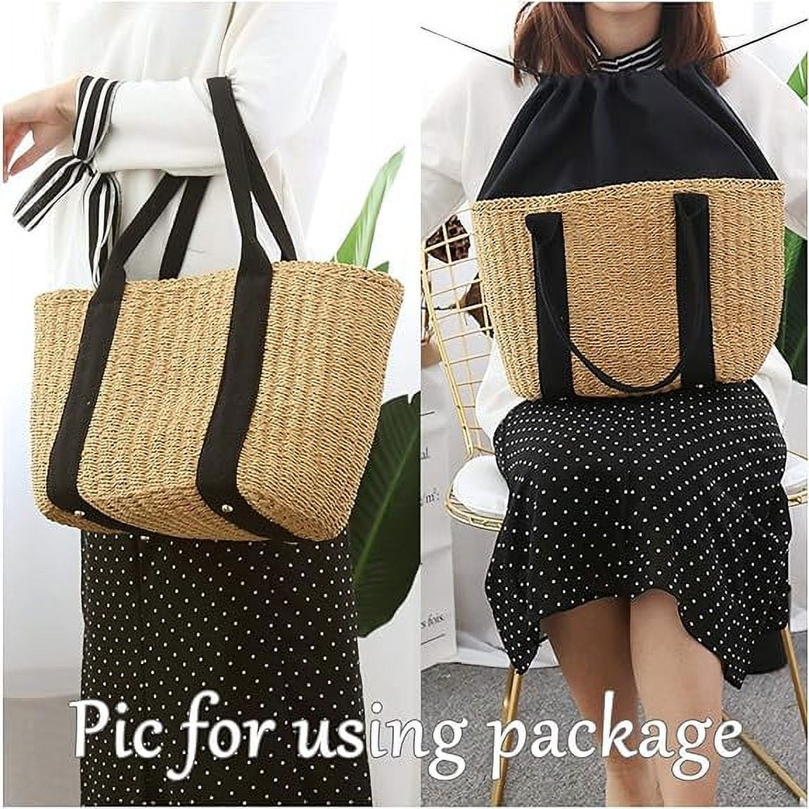 NAMZI Womens Straw Tote Bag Handbag Large Woven Capacity Top Handle Bag Summer Stylish Straw Basket Bag(Beige)