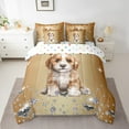 thumbnail image 2 of Dog Bed in a Bag King Size Comforter Set 7 Pieces,Brown Sequin Fluid Art Comforter and Sheet Set,Crystal Diamond Bedding Set,Cute Animals Bed Set Lovely Pet Kawaii Room Decor, 2 of 5