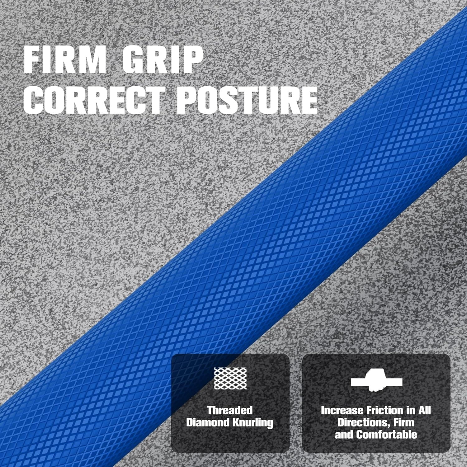 RitFit Olympic Barbell 6FT - 2 Inch Weight Bar for Strength Training, Weightlifting, Squat, Deadlift, Bench Press, Curl, Overhead Press - 500lbs Capacity Black/Blue