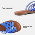 thumbnail image 4 of Pennysue Women Strappy Slippers Summer Blue Flat Sandals Size 10, 4 of 6