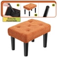 thumbnail image 5 of Orange Brown Teddy Velvet Ottoman Foot Rest, 11" x 5.5" Small Footstool with Sturdy Black Legs, Non‑Slip Design for Living Room, Bedroom, Entryway, 5 of 6