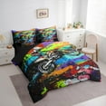 thumbnail image 3 of Manfei Extreme Motocross 7pcs Bedding Comforter Set,Colorful Splash Ink Queen Bedding Sets,Dirt Bike Queen Sheet Sets For Teens,Ultra Soft Home Decor Reversible, 3 of 8