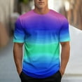 thumbnail image 2 of Wyobmus Mens Summer Striped Tops Casual Color Blocked Tshirt Short Sleeve Round Neck Workout Gym Tee Shirts M-3X A-Blue, 2 of 5