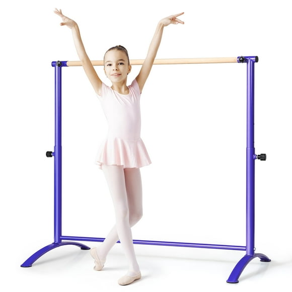 Patiojoy 51" Ballet Barre Bar, Freestanding Dancing Bar W/ 4-Position Adjustable Height Exquisite Beech Wood Bar Anti-Skid Footpads Purple