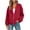 Red, variant on Chiccall Women's Full Zip Bomber Sweatshirt Jacket Thumb Hole Cuffs Oversized Long Sleeve V Neck Loose Casual Coat with Side Pockets