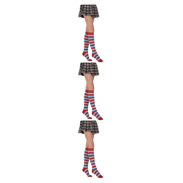 Calcetines hasta la rodilla Sonducket 1 par rayas azules rojas elásticos antideslizantes CBP288738