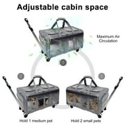 ELEGX Double-Compartment Pet Rolling Carrier with Wheels for 2 Pets,for Up to 35 LBS,Cat Rolling Carrier for 2 Cats,Super Ventilated Design,Ideal for Traveling/Hiking /Camping