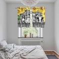thumbnail image 6 of 2 Panels Kitchen Tier Curtains 39 Inch Length, Black White Farmhouse Grommets Window Treatment Curtain, Cute Farm Animal Sunflowers Thermal Curtains Drapes for Living Room/Bathroom, 6 of 9