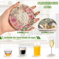 thumbnail image 3 of 6 Pcs Drink Coasters with Holder 3.94in Woven Coasters for Drinks Watercolor Pink Roses Wreath Coaster Set for Protection Table, 3 of 7