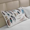 thumbnail image 2 of Feathers Knitted Quilt Pillowcover, Western Feather Setting Pigmented Bird Body Parts Growth Nature Design, Standard King Size Pillow Cover for Bedroom, 30" x 20", Multicolor, by Ambesonne, 2 of 2