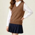 thumbnail image 4 of Jalioing Sweater Vest for Girls Boys Sleeveless V Neck Pullover Vest Kids Teen Plain School Uniform Sweater 5-17 Years, 4 of 8