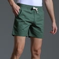 thumbnail image 4 of IYTR Mens Cotton Shorts Straight Shorts With Pocket Summer Solid Color Drawstring Elastic Waist Shorts Casual Outdoor Athletic Shorts Green XXXL, 4 of 4