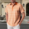 thumbnail image 2 of Striped Polo Shirts for Men Short Sleeve Collar Summer, Men's POLO Shirt Pinstripe, Orange s, 2 of 5