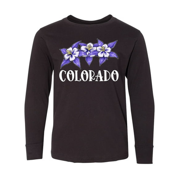 Inktastic Colorado Columbine Flowers Long Sleeve Youth T-Shirt