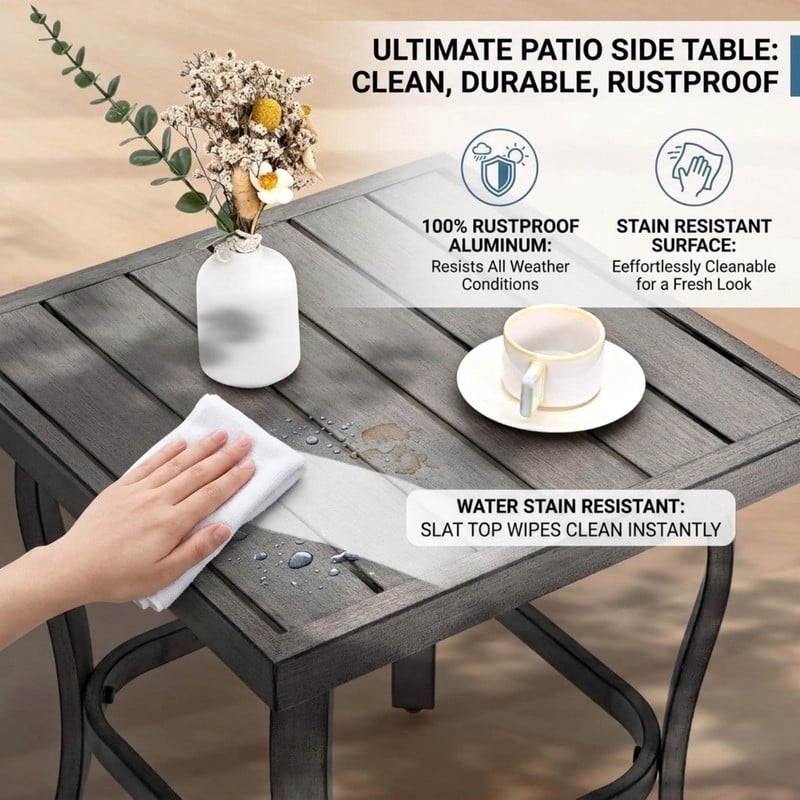 Howcool 3-Piece Outdoor Swivel Chairs with Side Coffee Table, All-Weather Aluminum Dining Chairs with Cushion