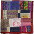 thumbnail image 2 of ColorFull House Handcrafted Silk Patola Kantha Quilt – Reversible, Lightweight Throw Blanket with Traditional Double Ikat Weave and Embroidery Size - ( Double 90" x 108" ), 2 of 5
