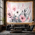 thumbnail image 6 of Abstract Floral Painting with Pink Blooms on Textured Grey Background Peaceful Watercolor for Art Lovers Botanical Decor Housewarming Gift Tapestry Wall Hanging for Living Room and Bedroom, 6 of 7