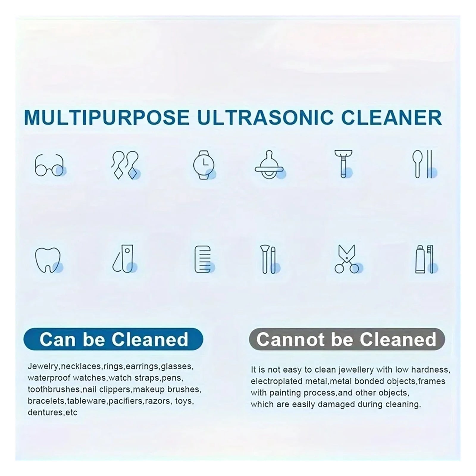 A Ultrasonic Cleaner, High-Freq Vibration, 3 Gears, 360° Deep Clean, Timer, for Jewelry, Eyeglasses, Pacifiers, Makeup Tools
