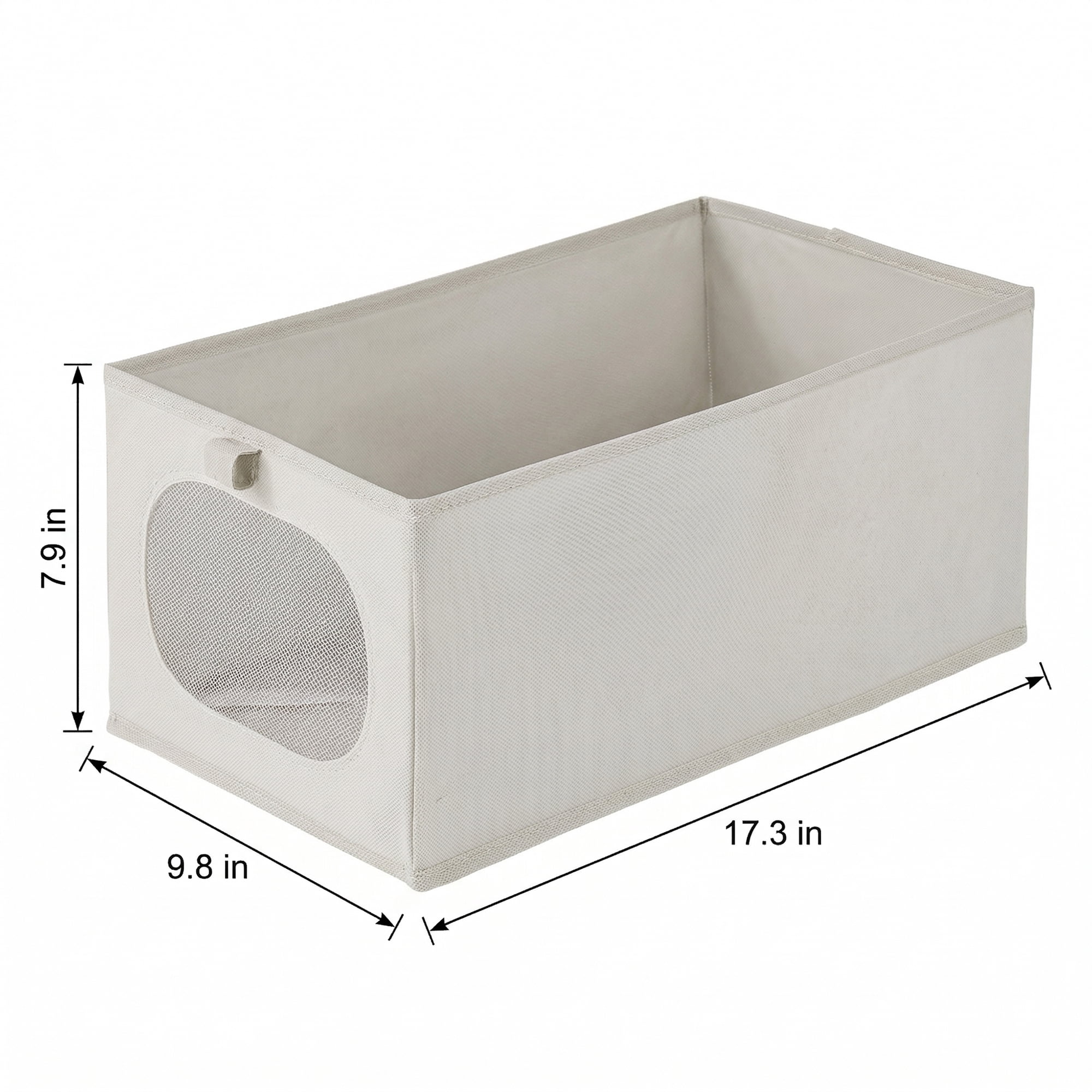 Unique Bargains Fabric Storage Bin With Bottom Light Grey 17.3*9.8*7.9in