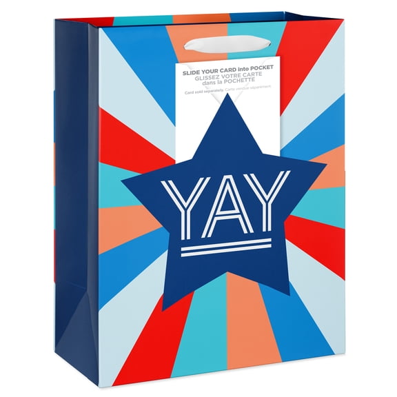 American Greetings Star Gift Bag with Slot for Greeting Card (1 Bag, 12.75 in. x 10 in.)