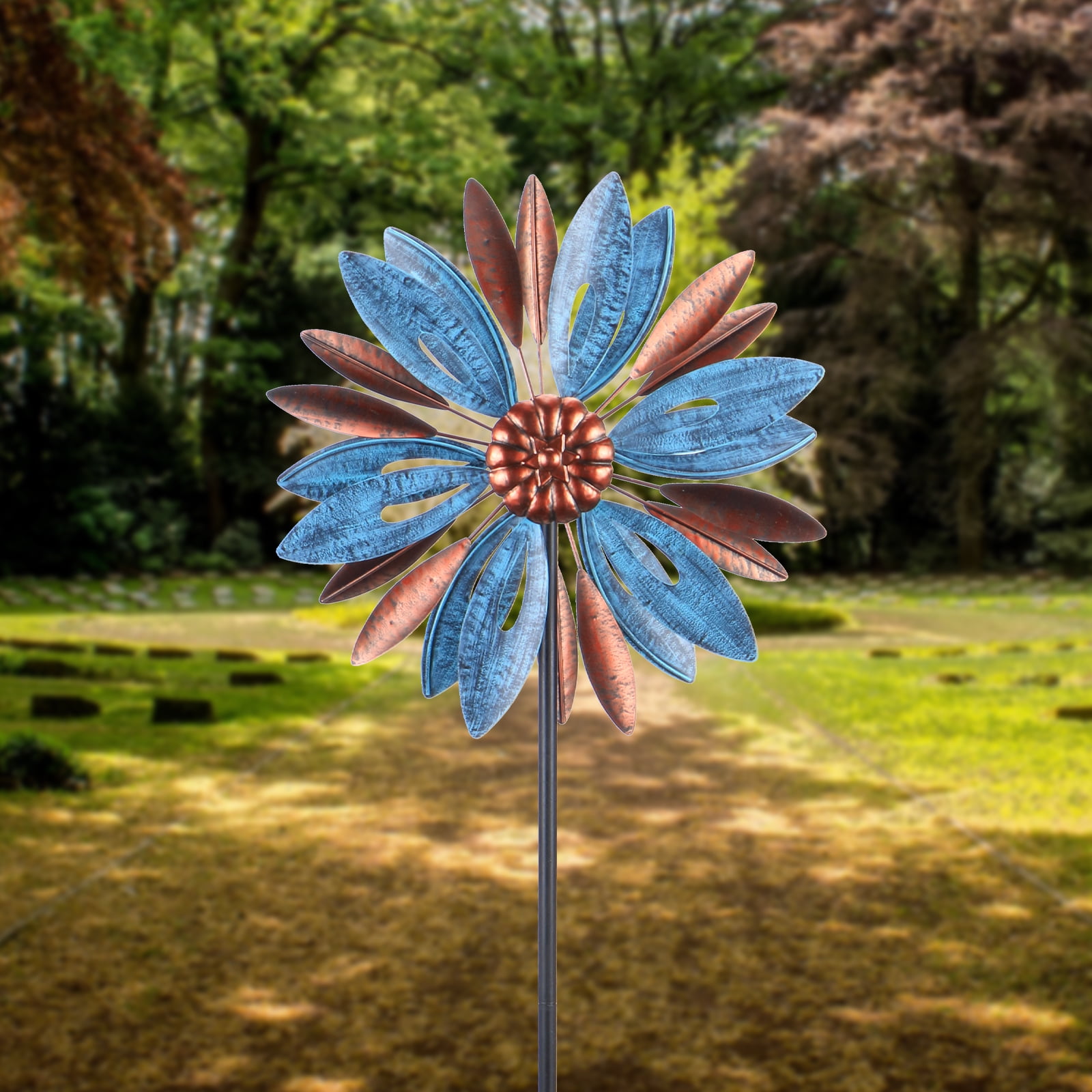 Wind Spinner 52.36 Inch 360 Degree Wind Spinners Outdoor Metal Windmill  with Double Wind Sculpture Suitable for Patio,Lawn,Garden Yard Art Decor 