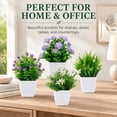 thumbnail image 5 of 4 Pack Small Fake Plants Mini Artificial Faux Plants Indoor with Flowers Spring Decorations for Home Room Farmhouse Desk House Bathroom Decor, 5 of 6