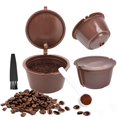 thumbnail image 1 of 3 filtros de café no desechables, cápsulas de café recargables reutilizables, compatibles con máquinas Nescafé Dolce Gusto con 1 cuchara de café y 1 cepillo de limpieza, color marrón Rojo Verde, 1 of 5