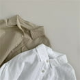 thumbnail image 6 of Ruyang Baby Boys Cotton Linen Shirts Long Sleeve Thin Button down Collar Tops with Pockets Toddler Plain Fall Casual Shirts, 6 of 9