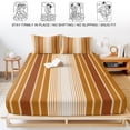 thumbnail image 5 of Twin XL Size Fitted Sheet Set - Burnt Orange Ombre Stripe 2 Piece Bedding Sets 16" Deep Pocket Fitted Sheet with 1 Pillowcases, Farmhouse Simple Striped Brushed Microfiber Hotel Luxury Bed Sheets, 5 of 9