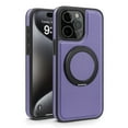 thumbnail image 2 of 3-in-1 [Magnetic+KickStand+Ring Holder] for iPhone 15 Pro Max PU Leather Case, Compatible with MagSafe, Invisible 360° Rotatable Ring Stand Shockproof Protective Magnetic Cover,Purple, 2 of 8