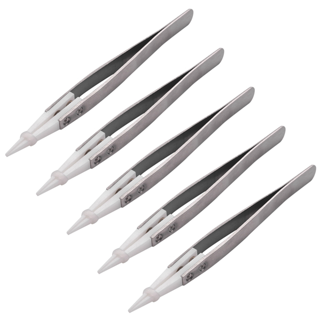 5X Pinzas de Ceramica Con Manejar de Acero Inoxidable Pinzas Puntiagudas Resistente A Los Acidos Refractario