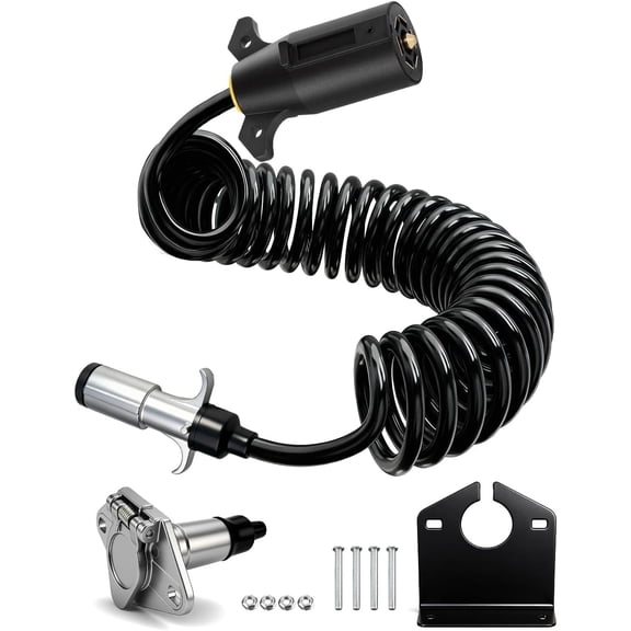 7 Pin to 6 Pin Trailer Adapter – Coiled Trailer Cord 8ft Coiled Wiring