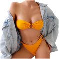 thumbnail image 4 of WREESH Womens Two Piece Swimsuit Bandeau Bikini Sets High Cut Bikini Solid New Fashion Split Swimsuit Casual Bikini Swimsuit Set Beach Bathing Suit Orange, 4 of 9