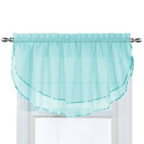 Collections Etc Stylemaster Elegance Sheer Voile Ascot Valance, 60" x 24”, Aqua