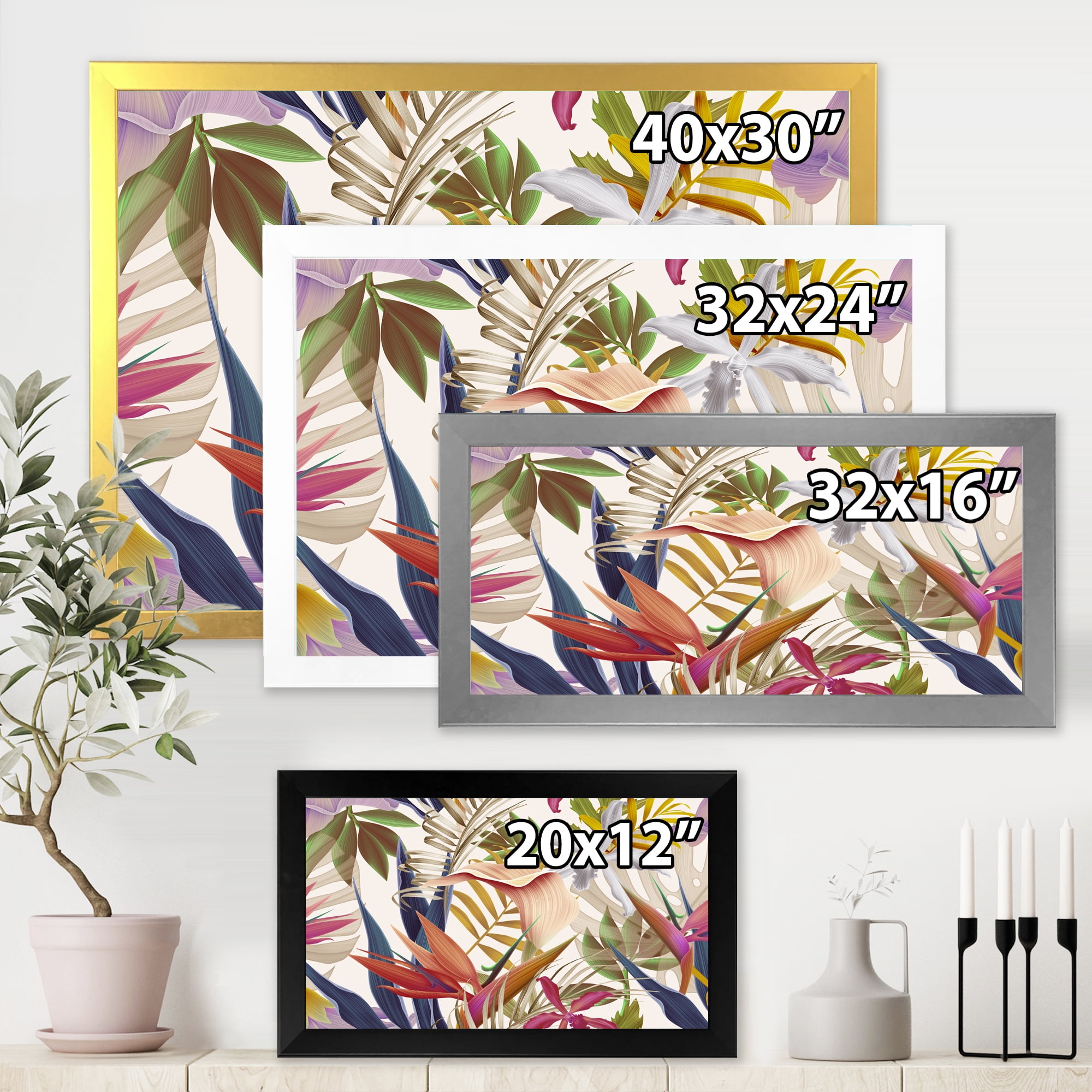 Designart 'VIntage Tropical Flowers VIII' Tropical Framed Art Print