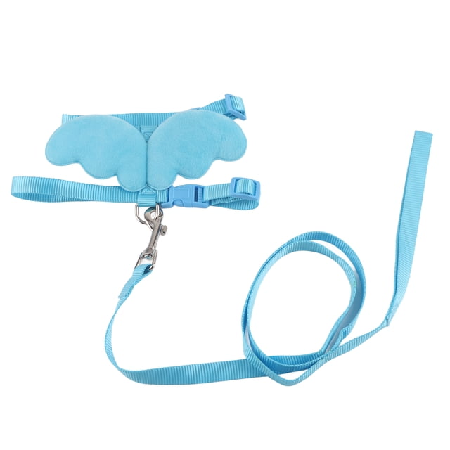 Arnés de tracción ajustable para el pecho con correa para caminar al aire libre para mascotas, pato, pollo, ganso, azul, talla S