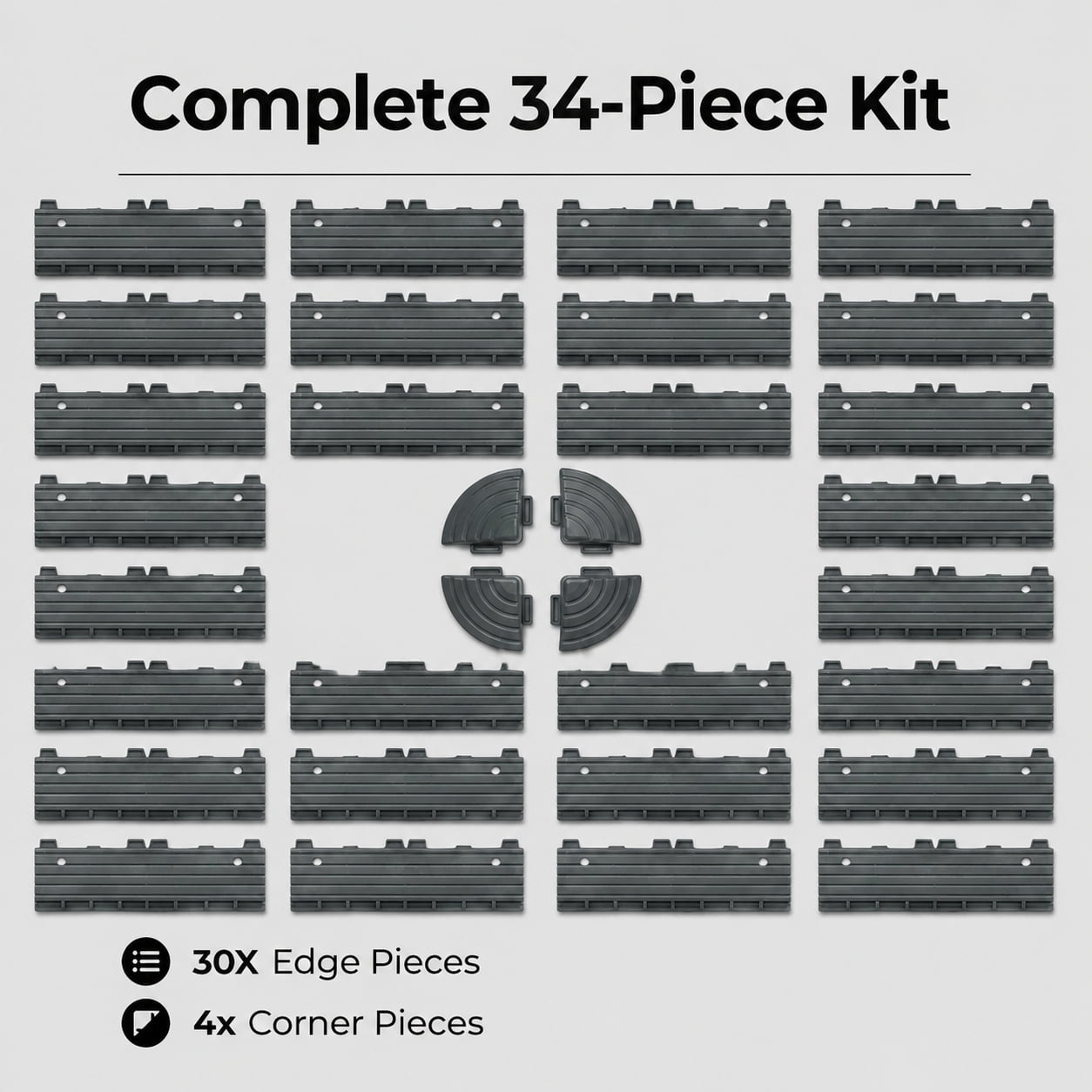 Deck Tiles Accessories 30 PCS Edge Trim & Corner Pieces for Interlocking Patio Floor Tiles