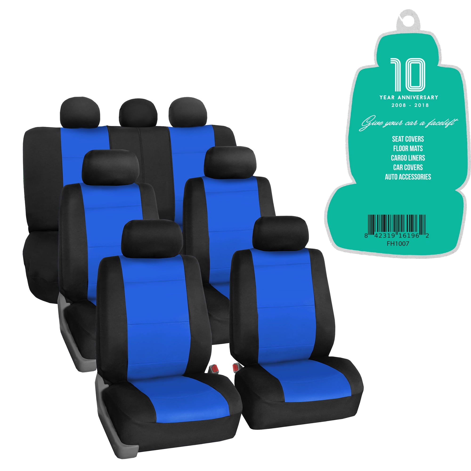 FH Group Neoprene 3 Row Car Seat Covers For SUV, Airbag Ready Split