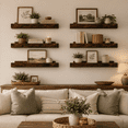 thumbnail image 5 of KAIWIN Floating Shelves for Wall, 15.7In Brown Wall Shelves for Decor Storage Set of 6, Wall Mounted Wood Shelves for Bedroom, Living Room, Bathroom, Kitchen, 5 of 5